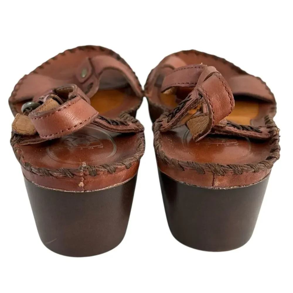 Ariat 6.5 Brown Leather Slingback Wedge Sandals Comfort Casual Western